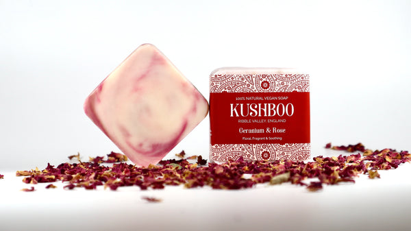 Geranium & Rose soap bar for face hands and body